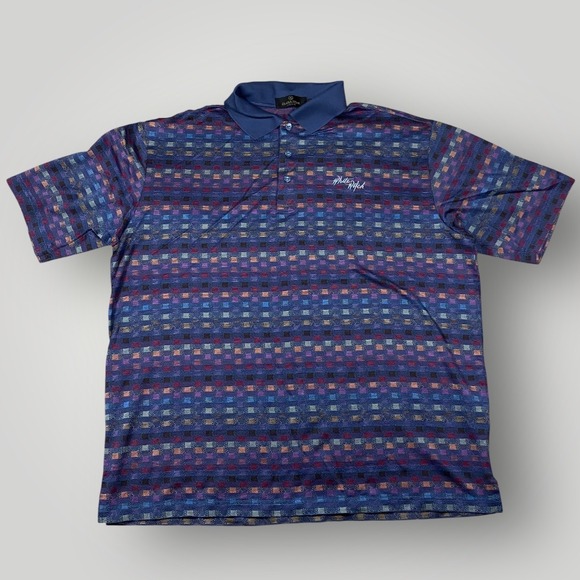 Bugatchi Uomo Blue Patterned Egyptian Cotton Polo Shirt White Witch Mens Large - Picture 1 of 9